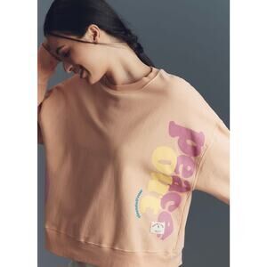 NWT Anthropololgie Electric & Rose Peace Graphic Crew-Neck Sweathirt | Size S